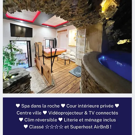 The Ginkgo : Amazing Private Jacuzzi Built In Rock, 20m From The Beach, A/c, Wifi, Patio... * コリウール